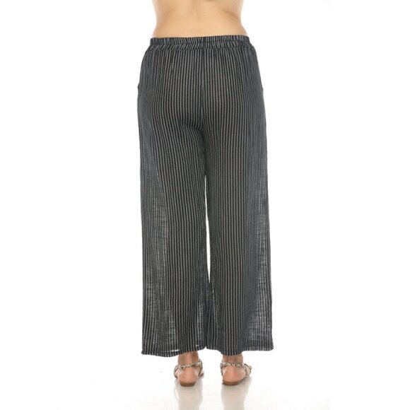 Black Striped Drawstring Pant With Pockets - Picture 4 of 4